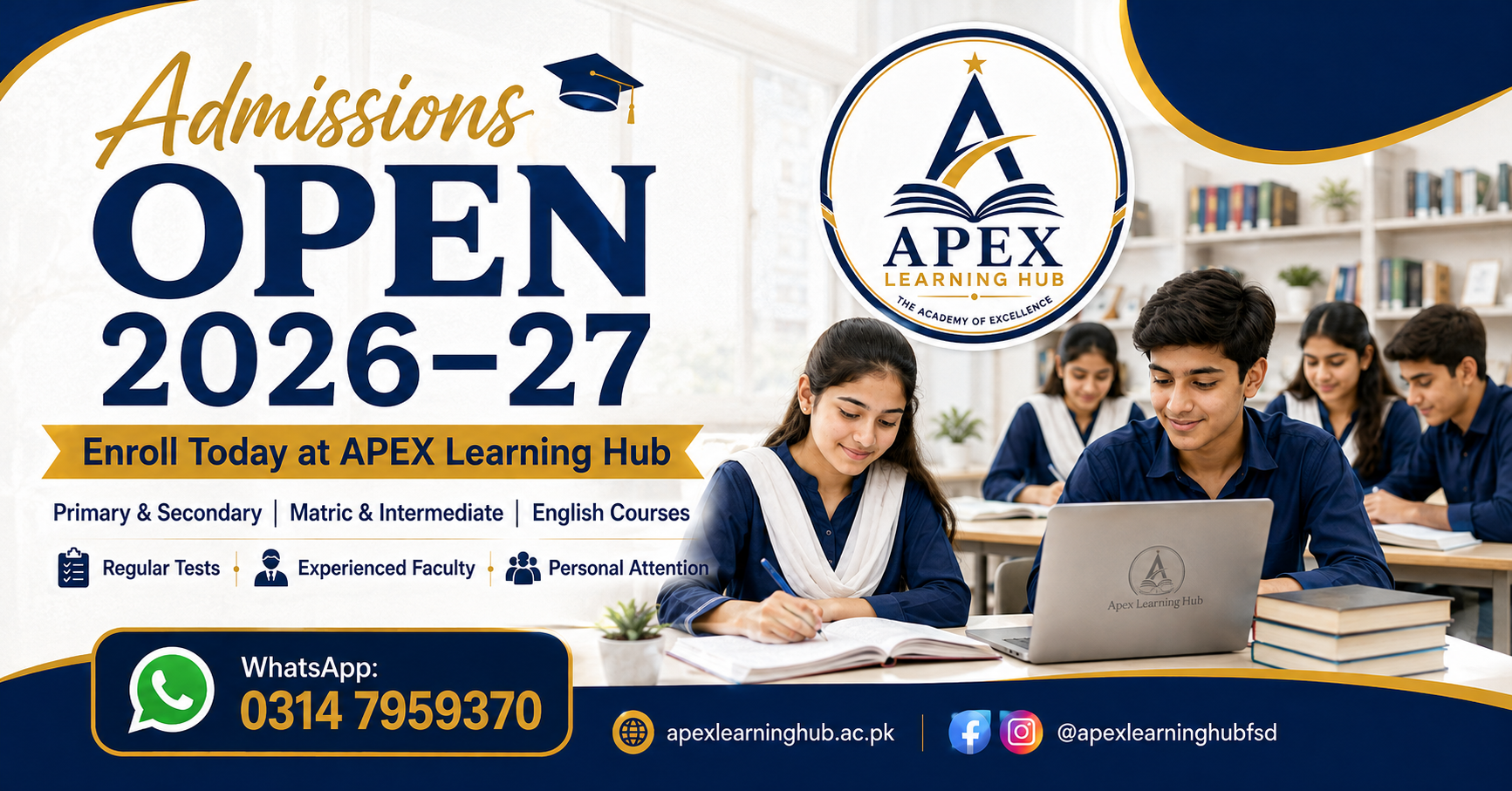 Admissions Open 2026–2027 at APEX Learning Hub